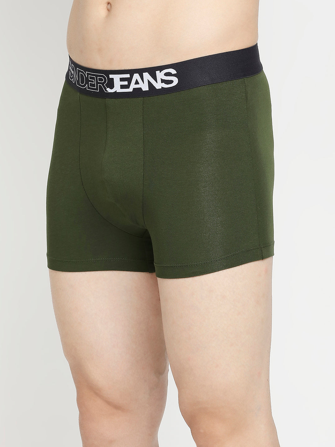 Men Premium Navy Blue & Olive Cotton Blend Trunk - Pack Of 2- UnderJeans by Spykar
