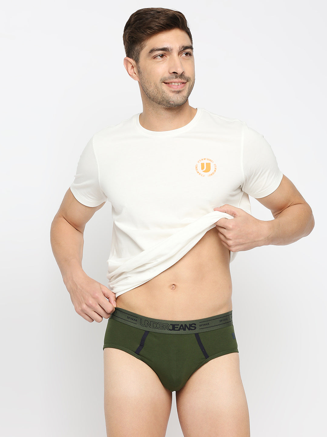 Underjeans by Spykar Men Premium Olive Cotton Blend Brief