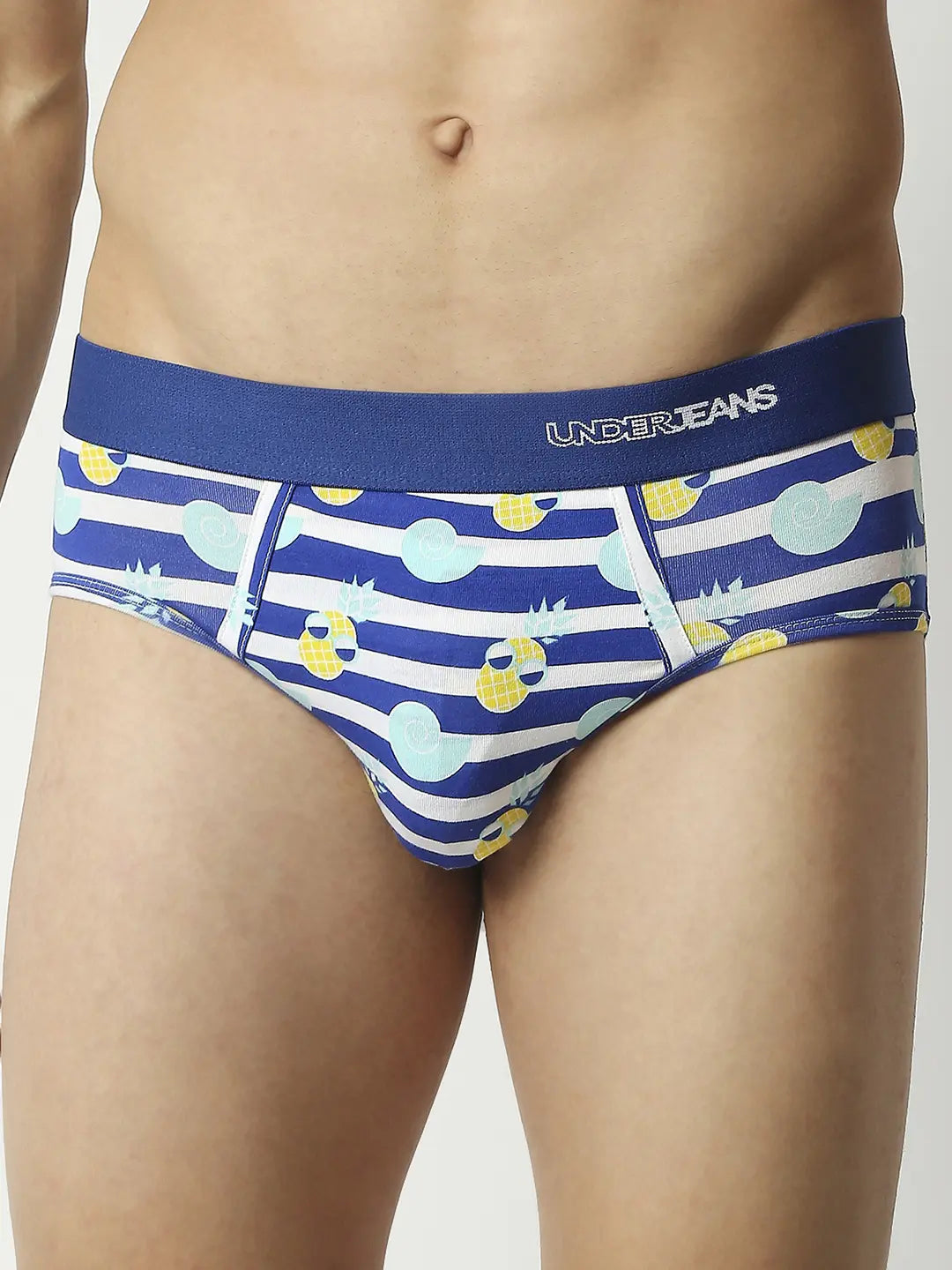 Men Premium Assorted Cotton Blend Printed Brief - Pack Of 3- Underjeans by Spykar