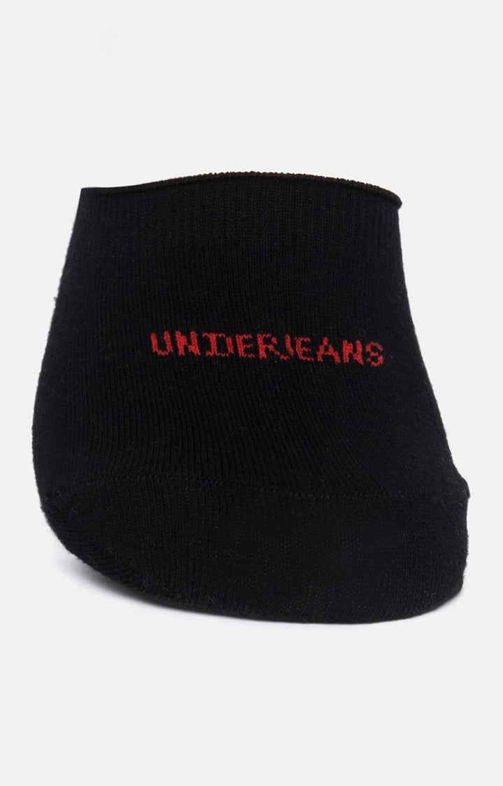 Men Premium Black No Show Single Pair of Socks- UnderJeans by Spykar