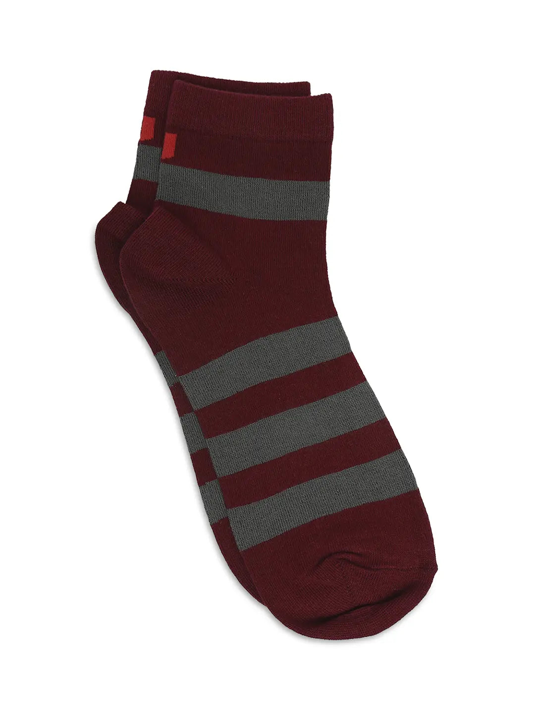 Men Premium Bottle Green & Maroon Ankle Length Socks - Pack Of 2- Underjeans by Spykar