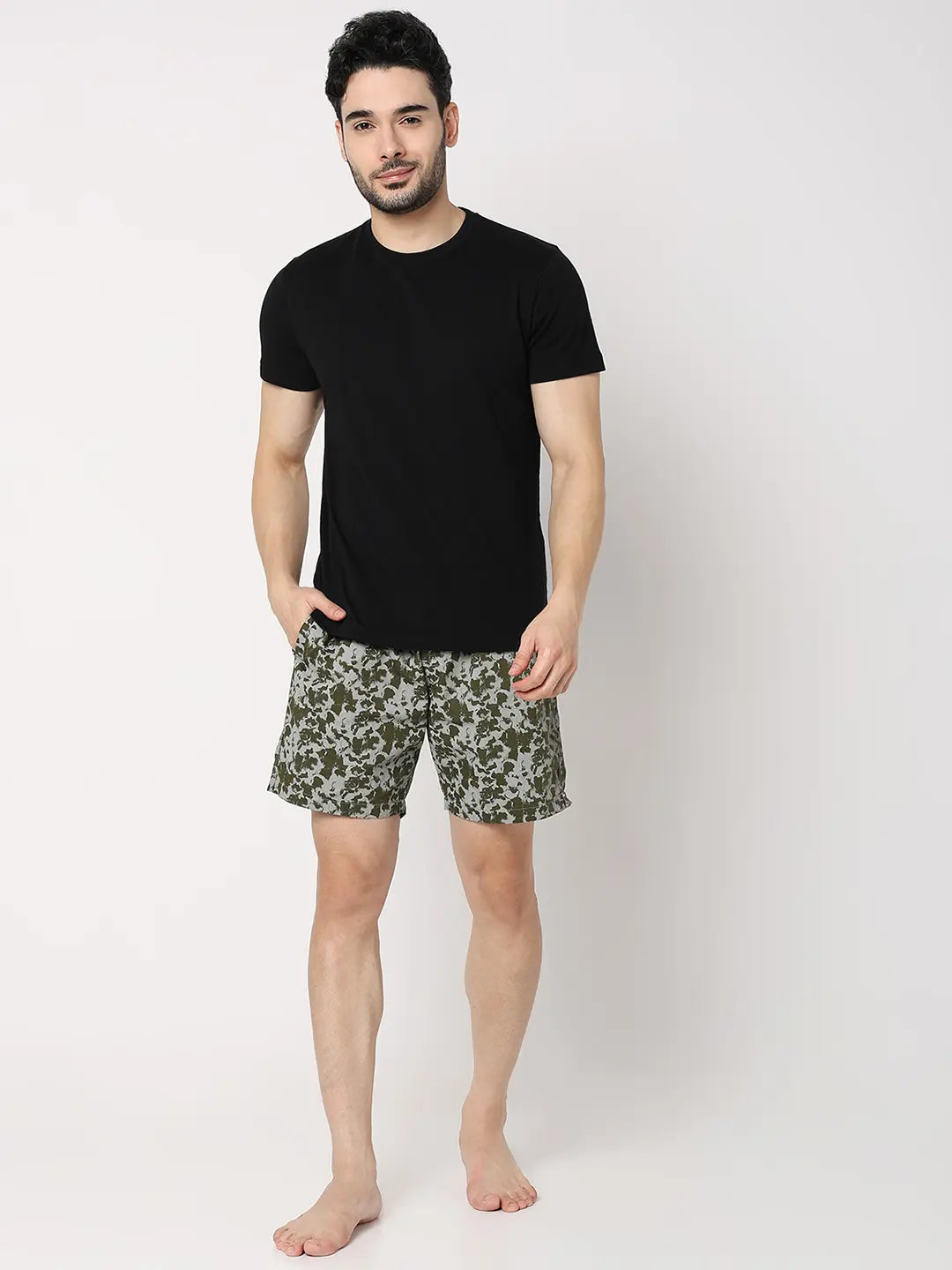 Underjeans by Spykar Men Premium Green Cotton Blend Regular Fit Boxer Shorts