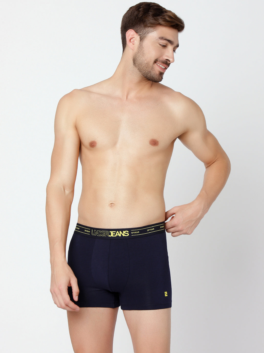 Men Premium Grey & Navy Cotton Blend Trunk (Pack of 2)- UnderJeans by Spykar