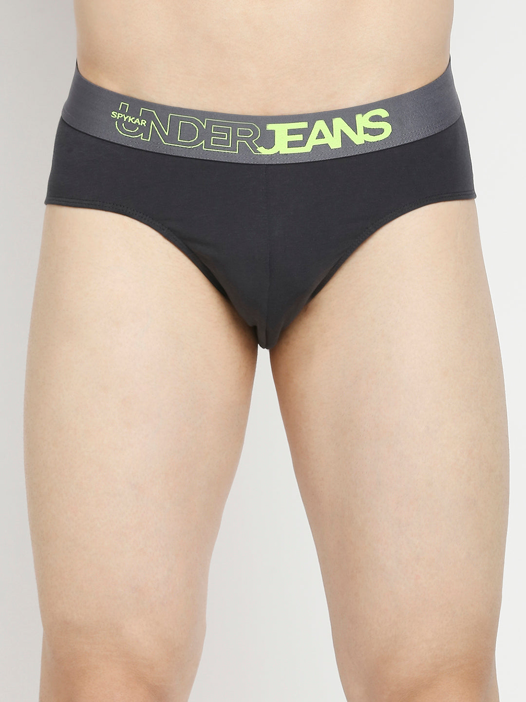Men Premium Maroon & Dark Grey Cotton Blend Brief - Pack Of 2- UnderJeans by Spykar