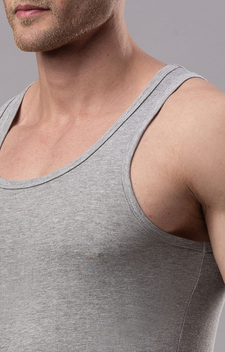 Grey 100% Cotton Vest (Round Neck)- UnderJeans by Spykar
