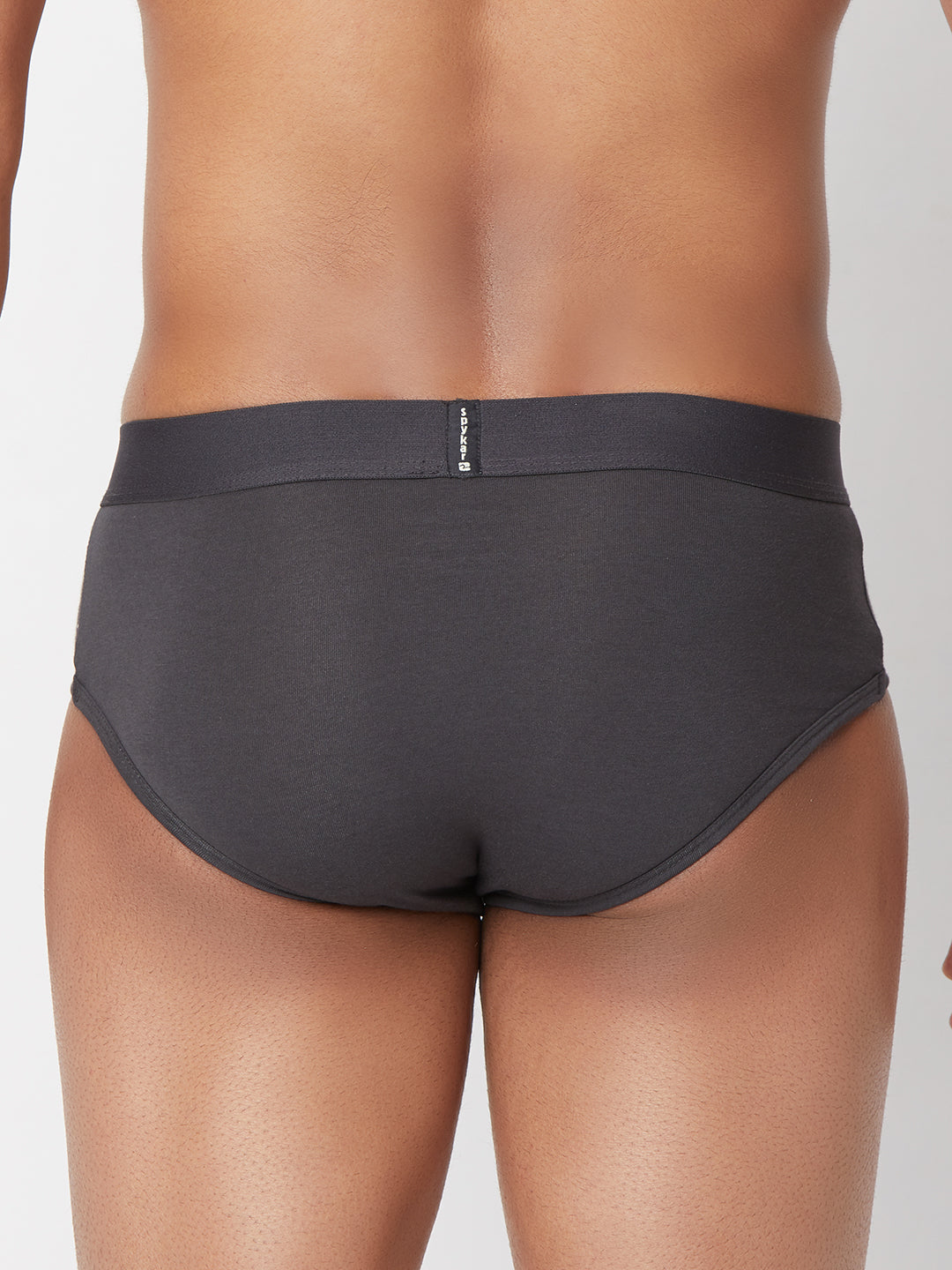 Men Premium Grey Cotton Blend Brief- UnderJeans by Spykar