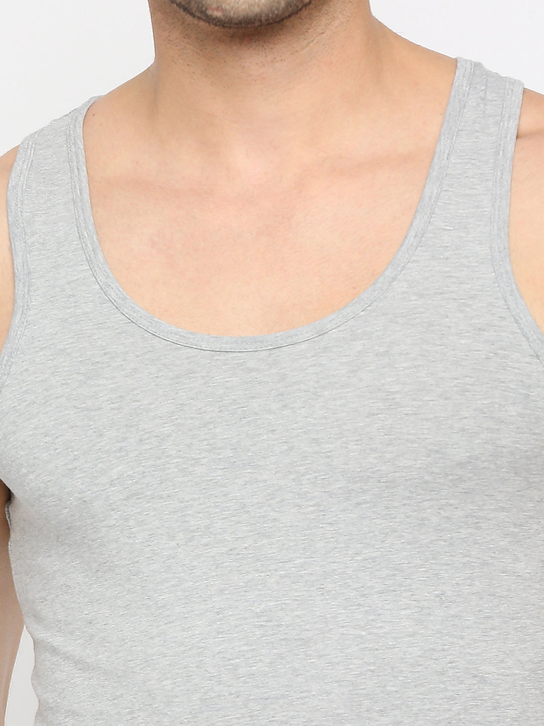 Men Premium Grey Melange Cotton Blend Vest- UnderJeans by Spykar