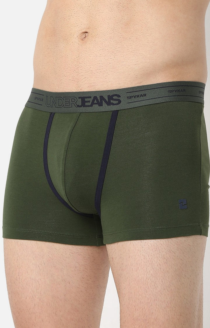 Men Premium Olive Cotton Trunk - UnderJeans by Spykar