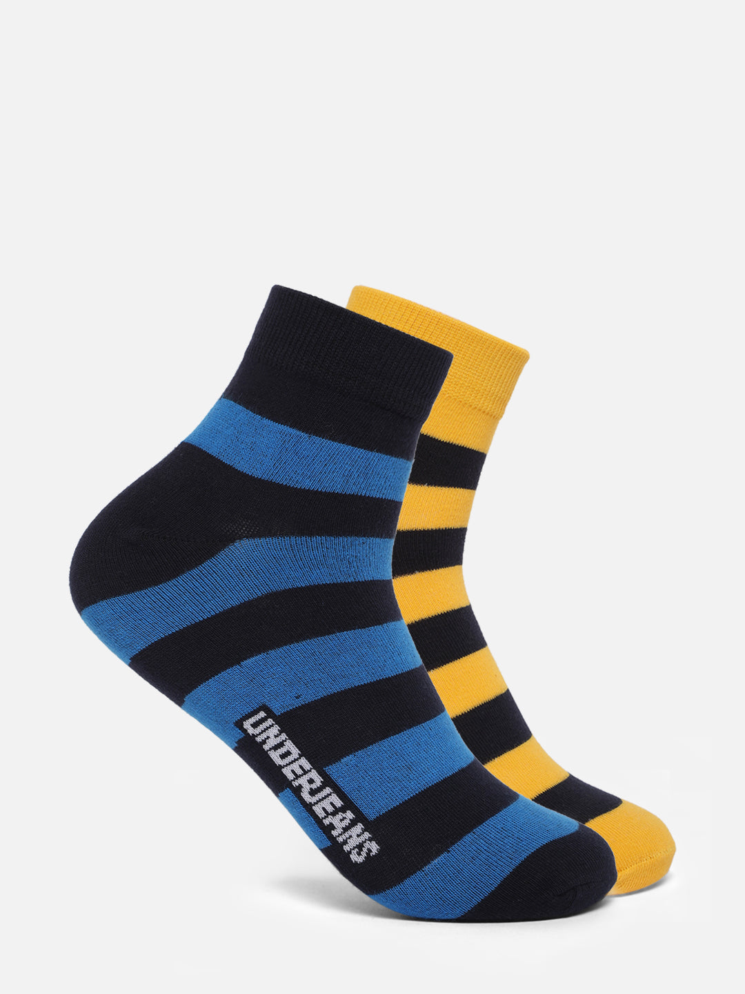 Men Premium Assorted Ankle length (Non terry) Socks Pack of 2- UnderJeans by Spykar