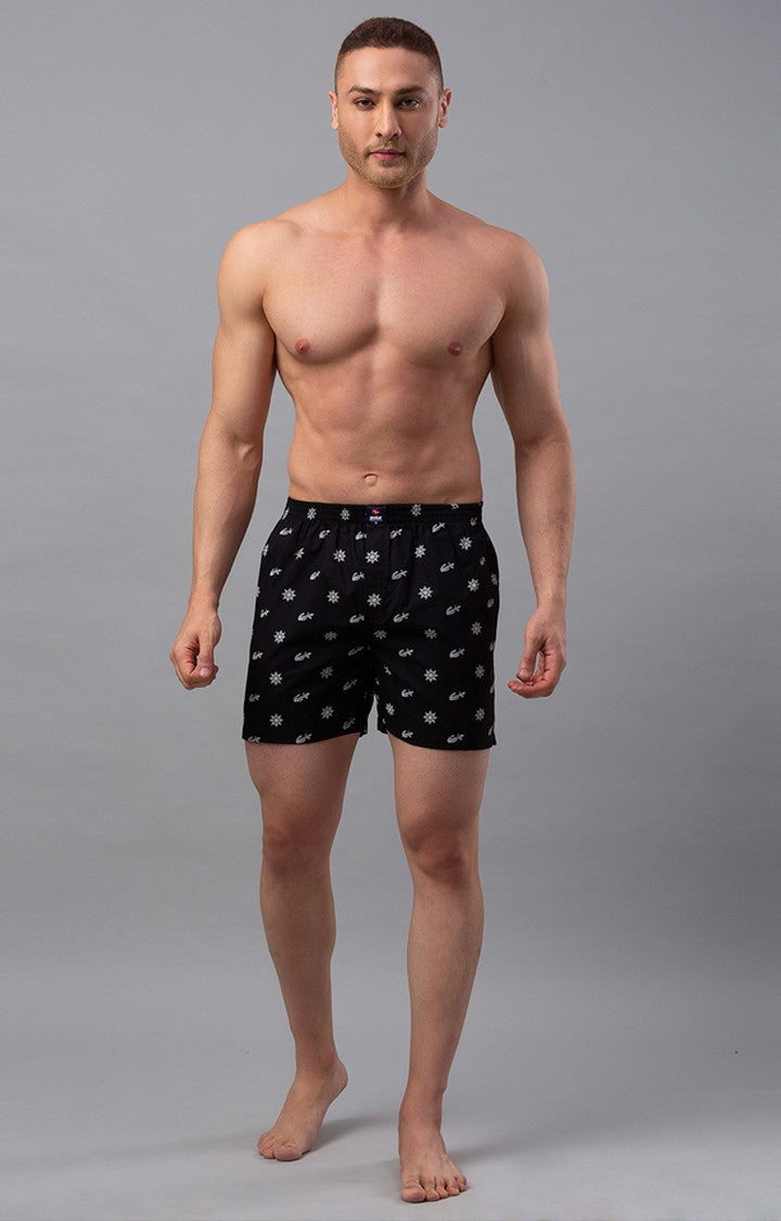 Black Cotton Boxer for Men Premium - (Pack of 2)- UnderJeans by Spykar