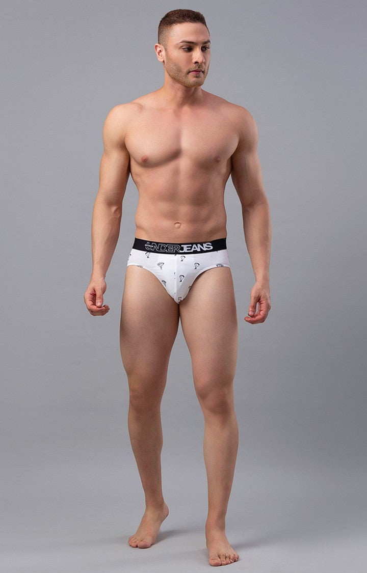White Cotton Brief for Men Premium - (Pack of 2)- UnderJeans by Spykar