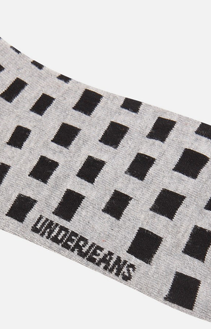 Men Premium Grey Black Ankle Length (Non Terry) Single Pair of Socks- UnderJeans by Spykar
