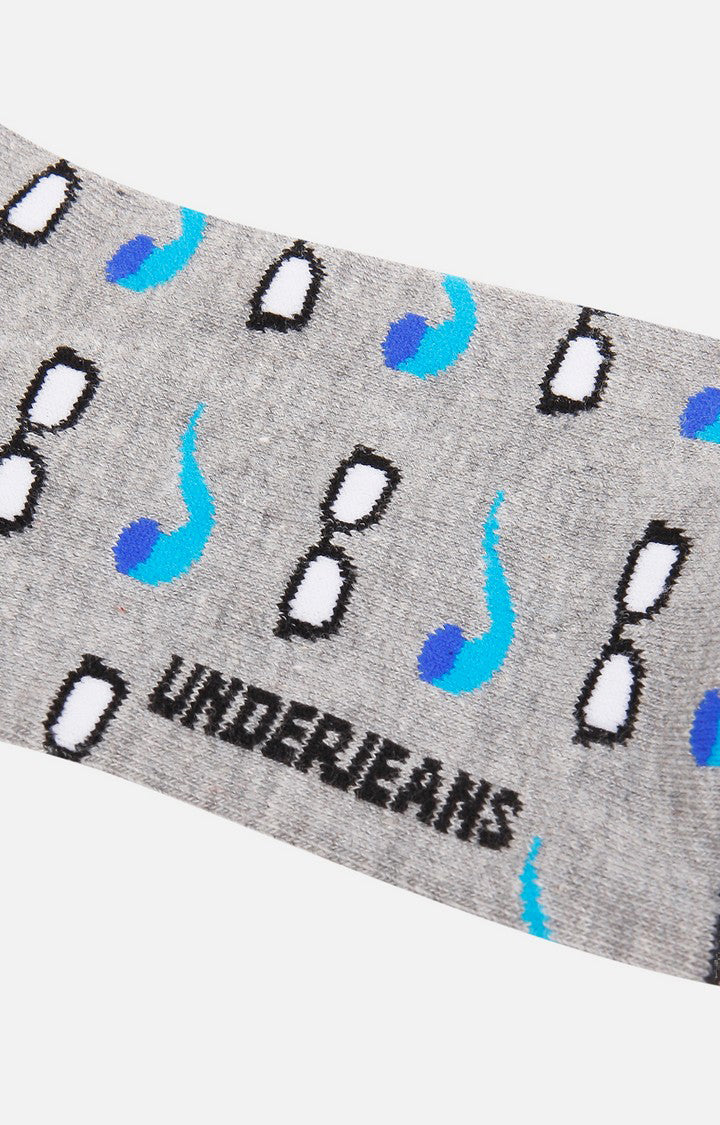 Men Premium Grey Ankle Length (Non Terry) Single Pair of Socks- UnderJeans by Spykar
