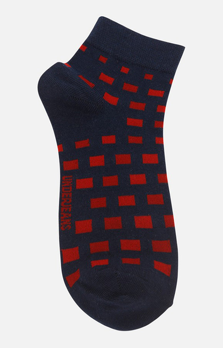 Men Premium Navy Maroon Ankle Length (Non Terry) Single Pair of Socks- UnderJeans by Spykar