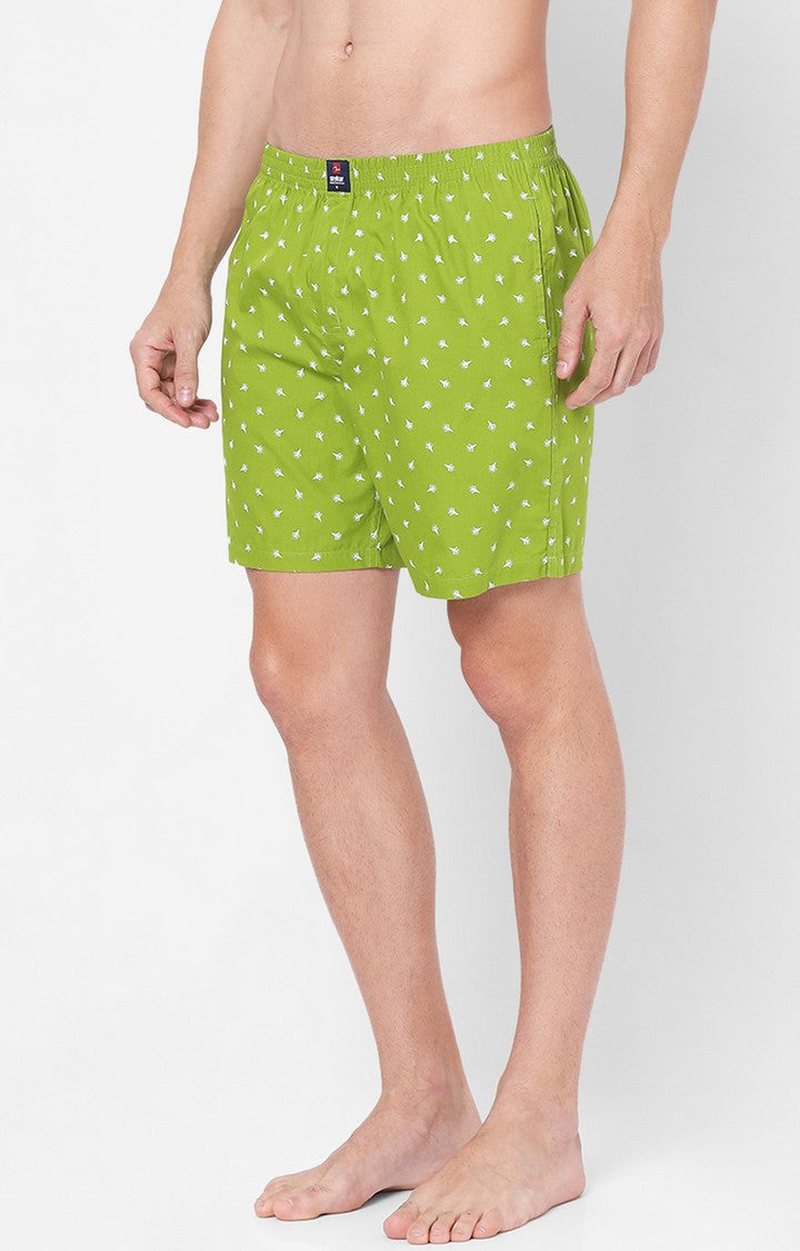 Men Premium Light Green Cotton Boxers- UnderJeans by Spykar