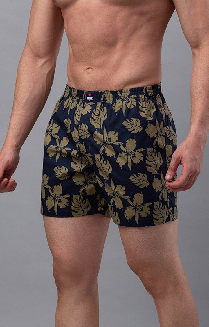 Blue Cotton Boxer for Men Premium- UnderJeans by Spykar