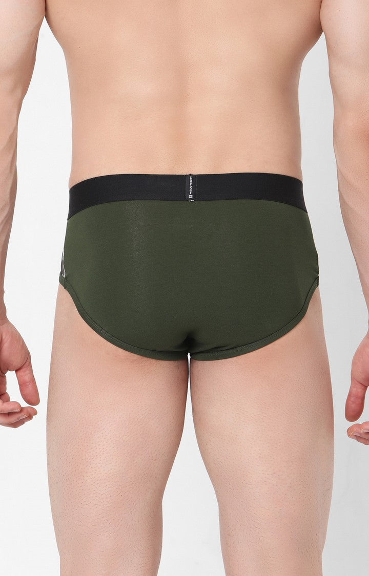Underjeans by Spykar Men Premium Cotton Blend Olive Brief