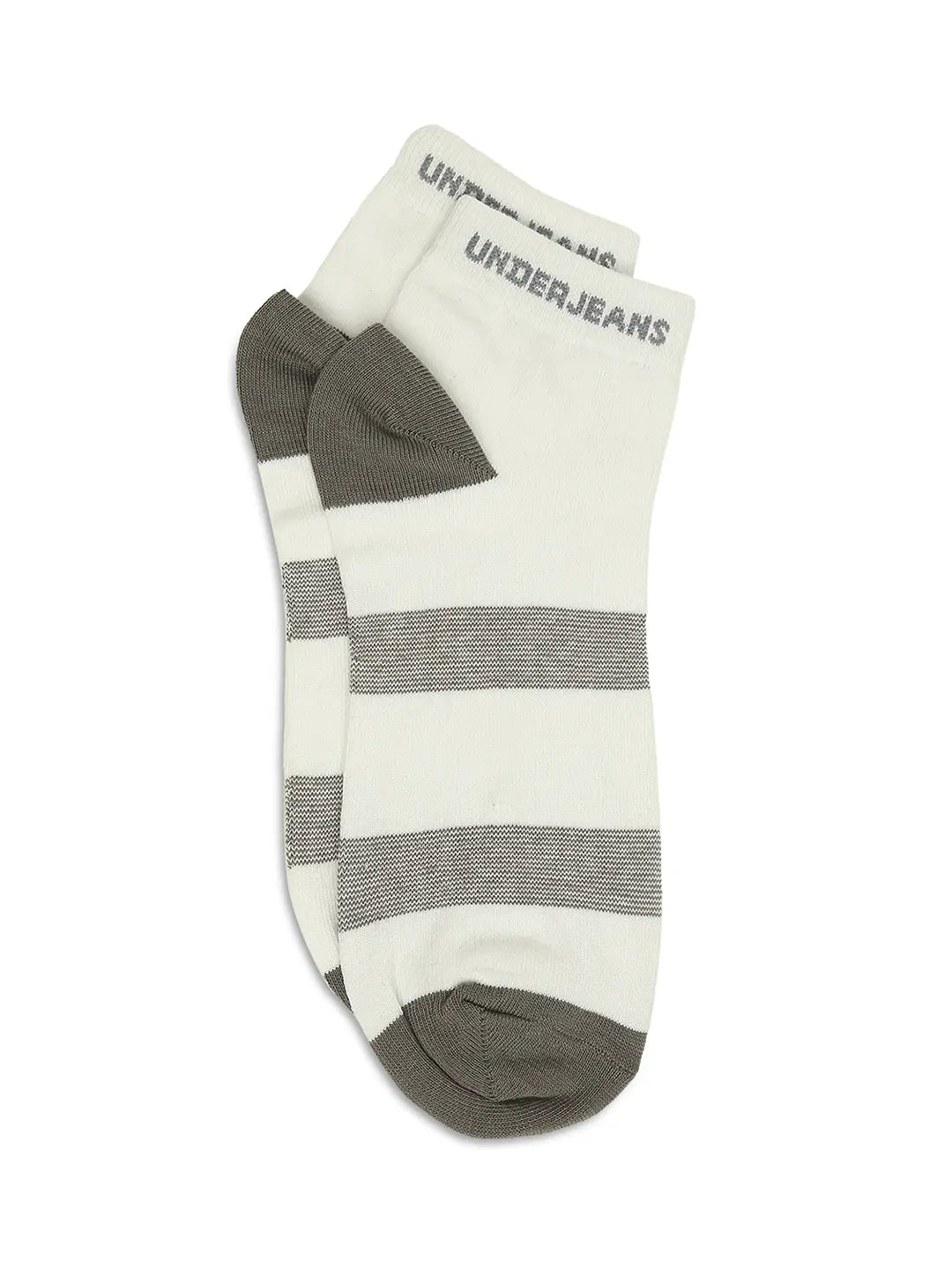 Men Premium White & Olive Ankle Length Socks - Pack Of 2- Underjeans by Spykar