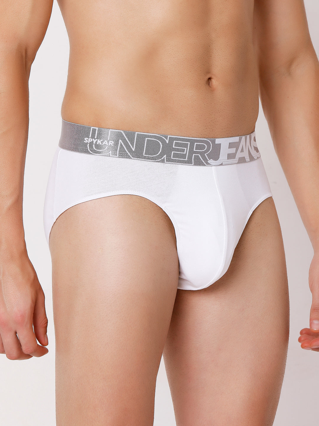 Men Premium Navy & White Cotton Blend Brief (Pack of 2)- UnderJeans by Spykar
