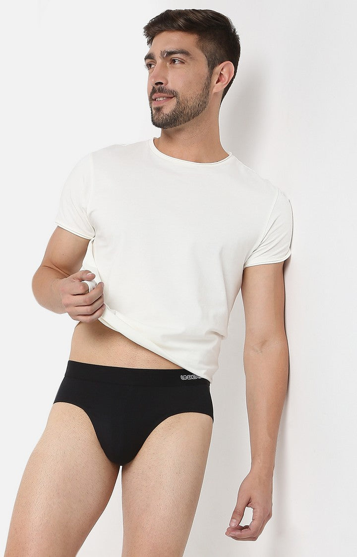 Men Premiums Black Micromodal Brief - UnderJeans by Spykar