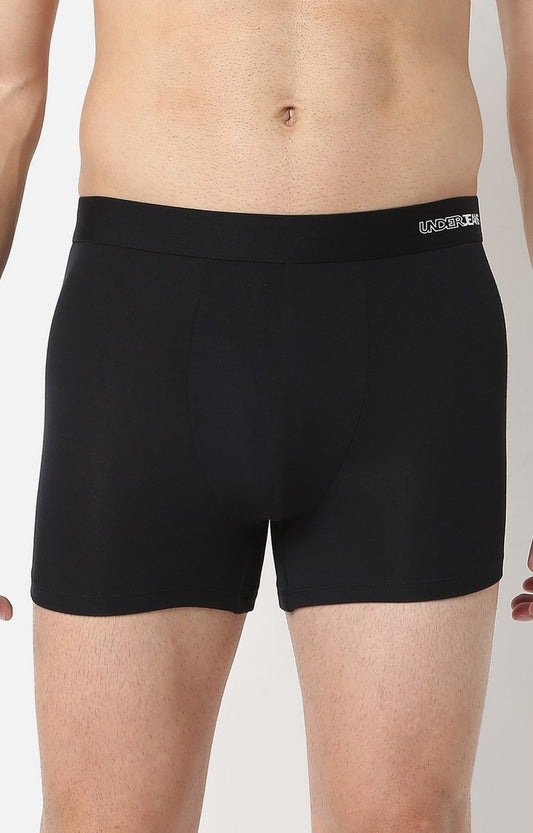 Men Premium Black Micromodal Trunk- UnderJeans by Spykar