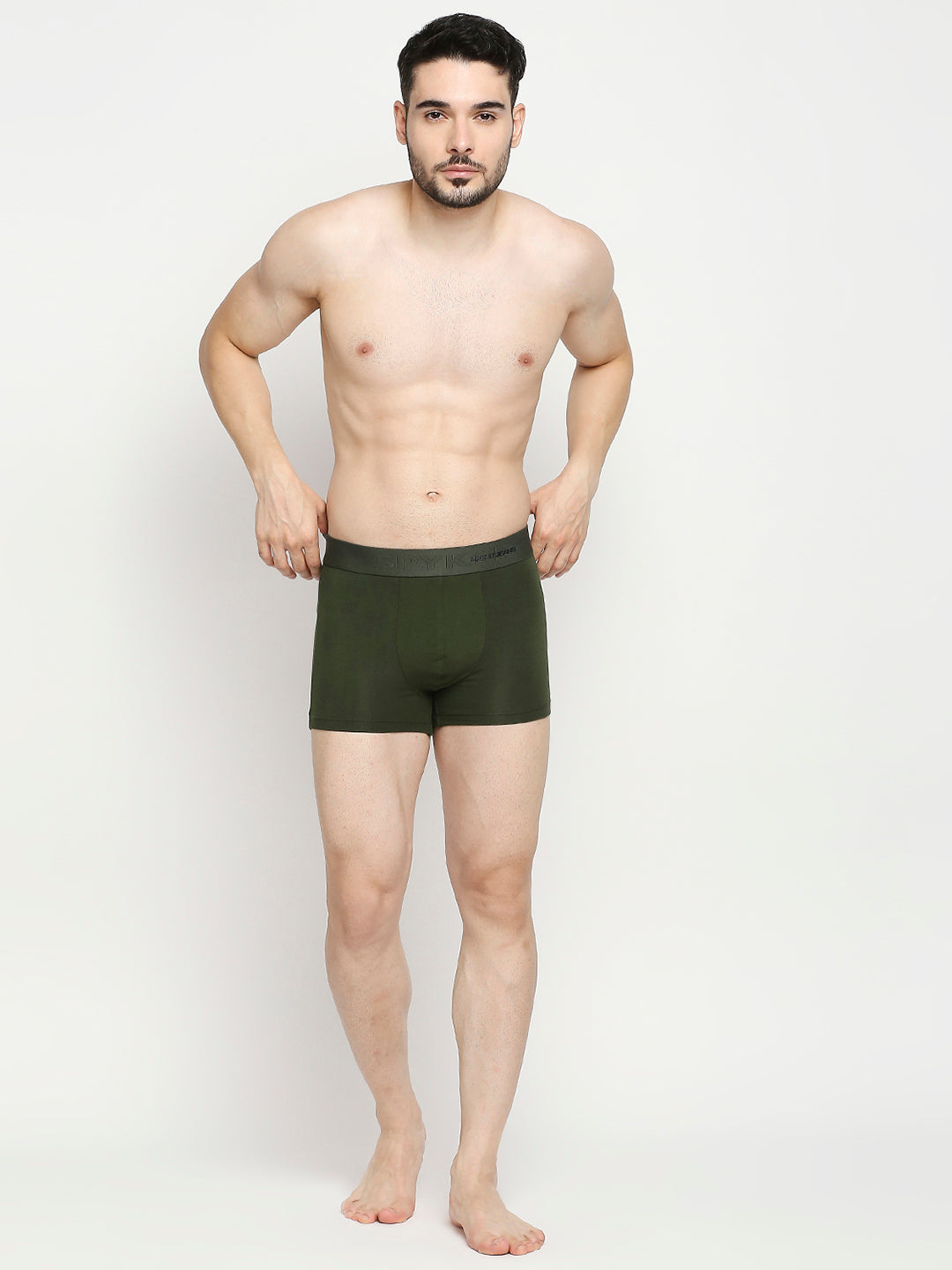 Men Premium Cotton Blend Olive Trunk- UnderJeans by Spykar