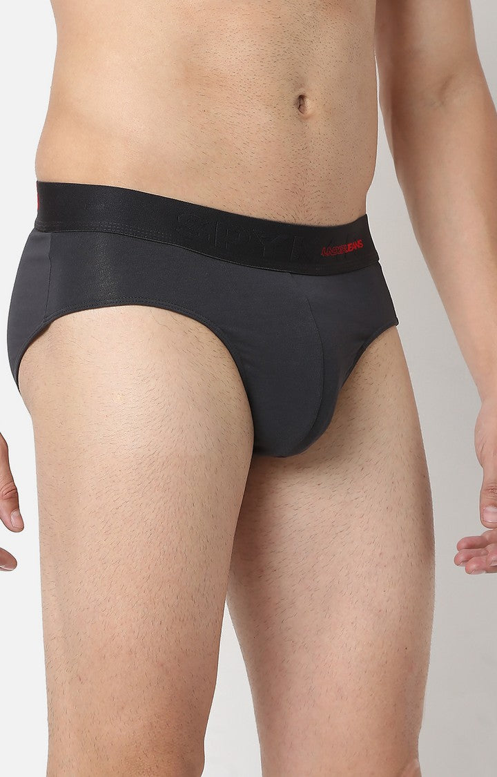 Underjeans by Spykar Men Premium Dark Grey Cotton Blend Brief