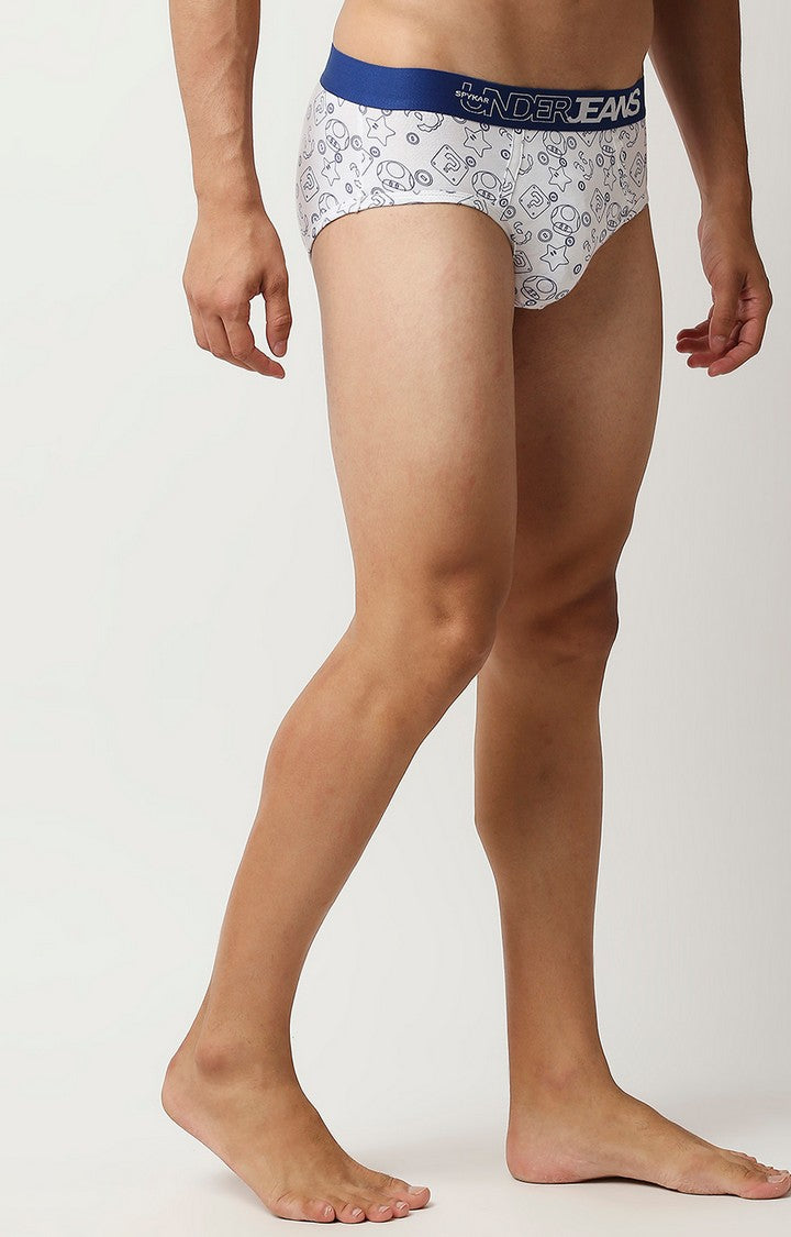 Underjeans by Spykar Men Premium Blue Cotton Blend Regular Fit Brief