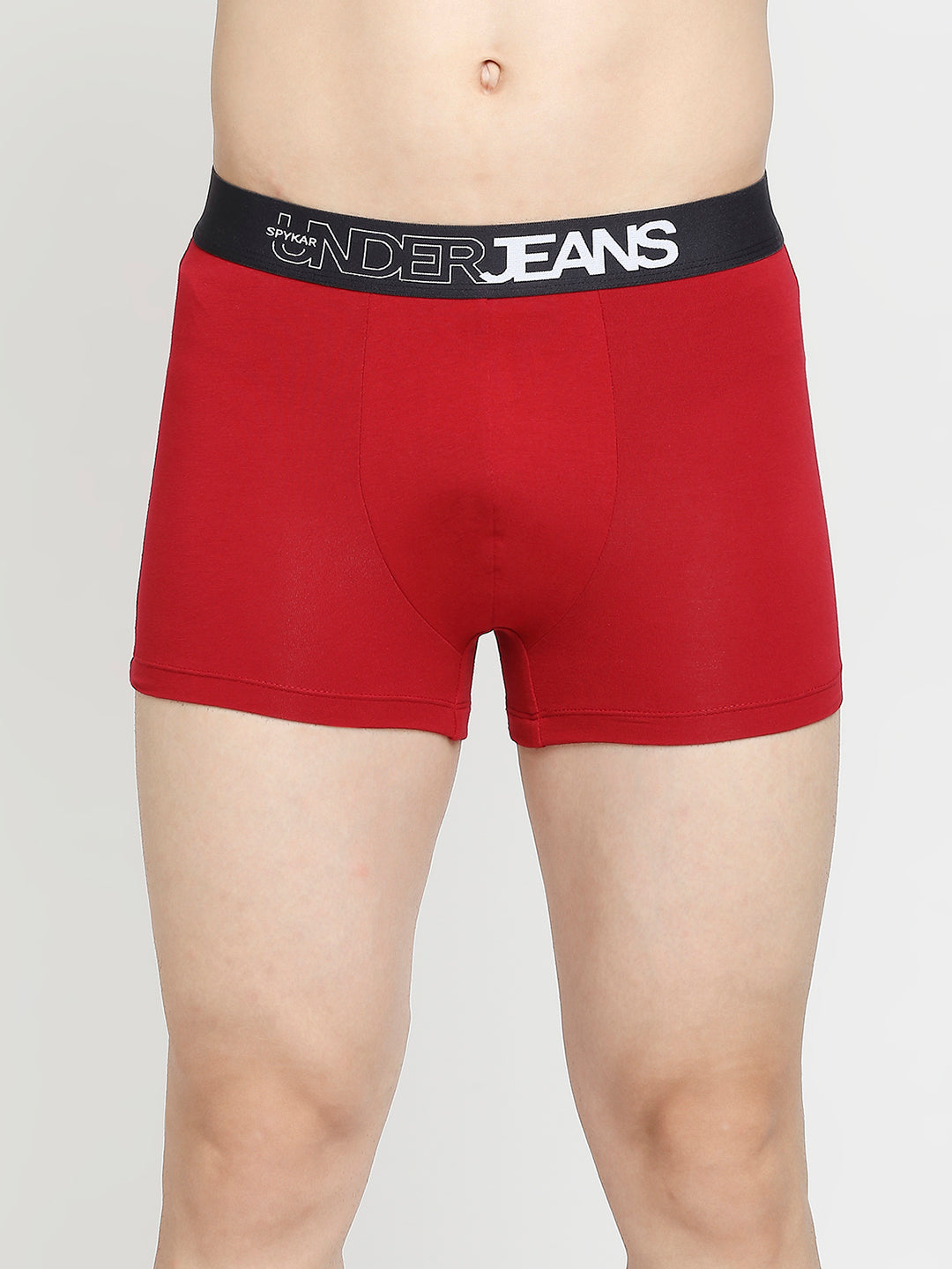 Men Premium Maroon & Navy Blue Cotton Blend Trunk - Pack Of 2- UnderJeans by Spykar