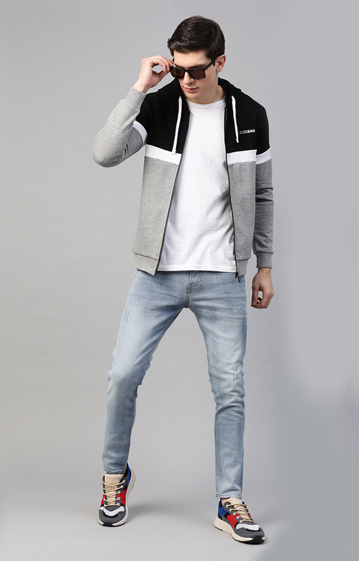 Black Cotton Solid Hooded Sweatshirts- UnderJeans by Spykar