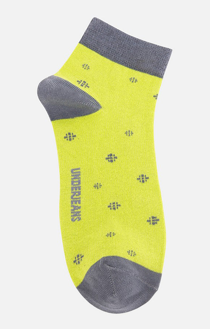 Men Premium P Green-Grey Ankle Length (Non Terry) Single Pair of Socks- UnderJeans by Spykar