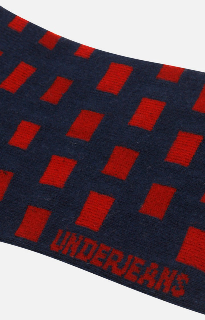 Men Premium Navy Maroon Ankle Length (Non Terry) Single Pair of Socks- UnderJeans by Spykar