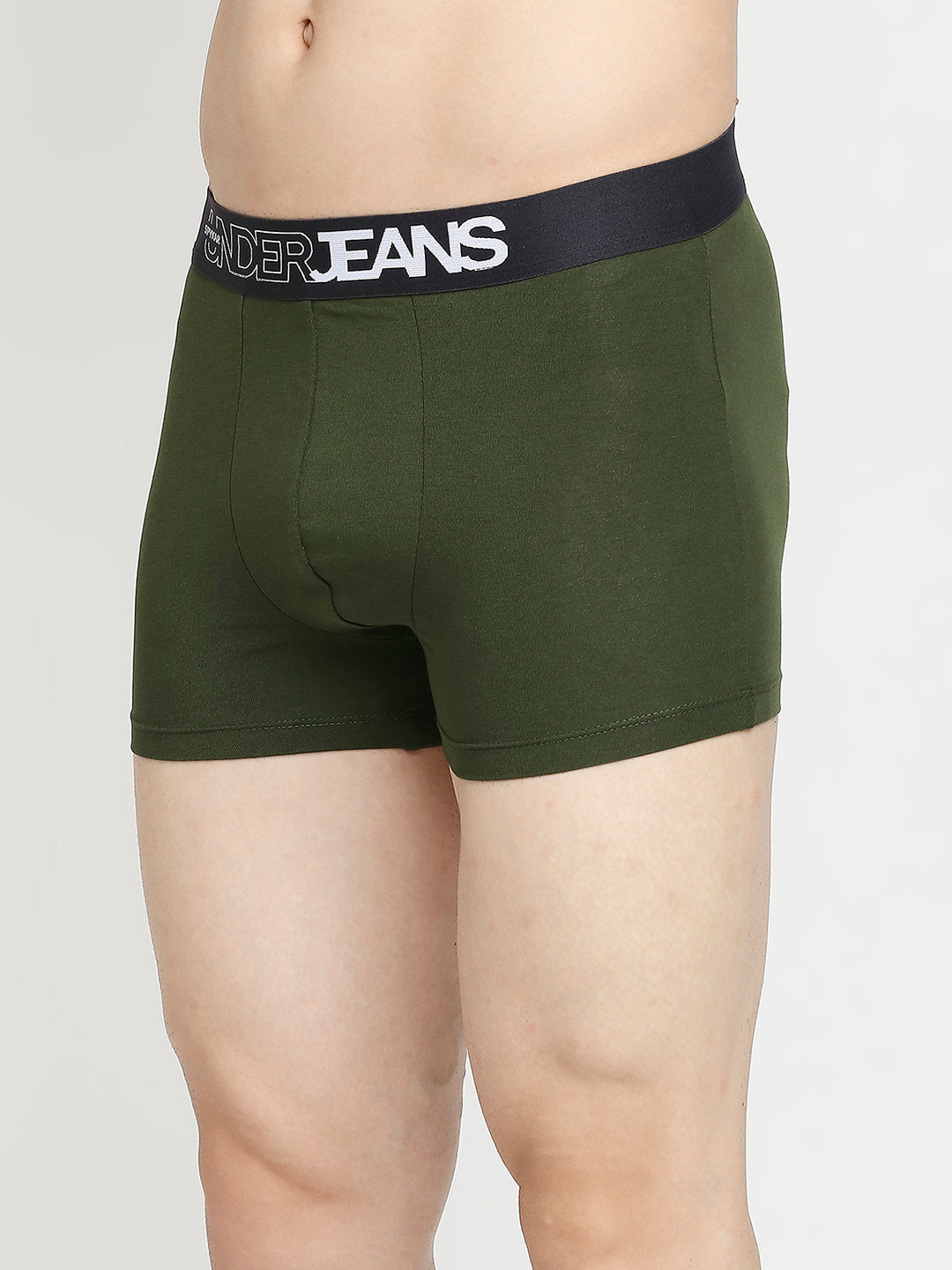Men Premium Dark Grey & Olive Cotton Blend Trunk - Pack Of 2- UnderJeans by Spykar