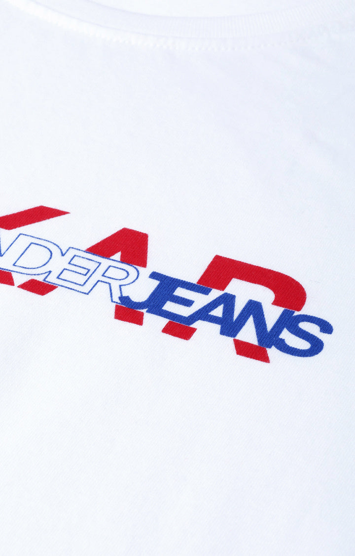 White Cotton Solid Round Neck T-Shirts- UnderJeans by Spykar