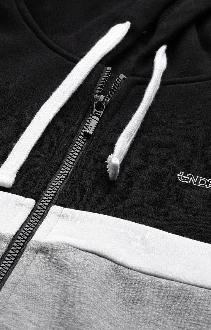 Black Cotton Solid Hooded Sweatshirts- UnderJeans by Spykar