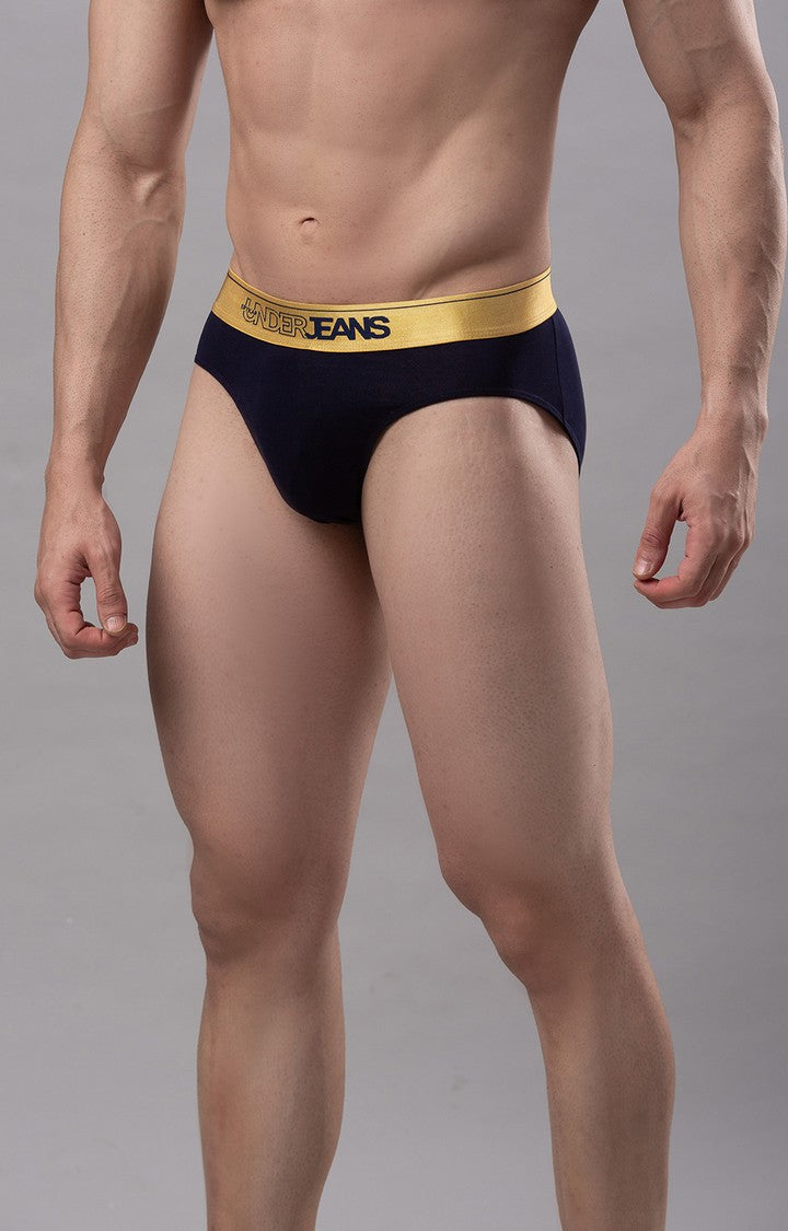 Underjeans by Spykar Men Premium Cotton Blend Navy Brief - (Pack of 2)