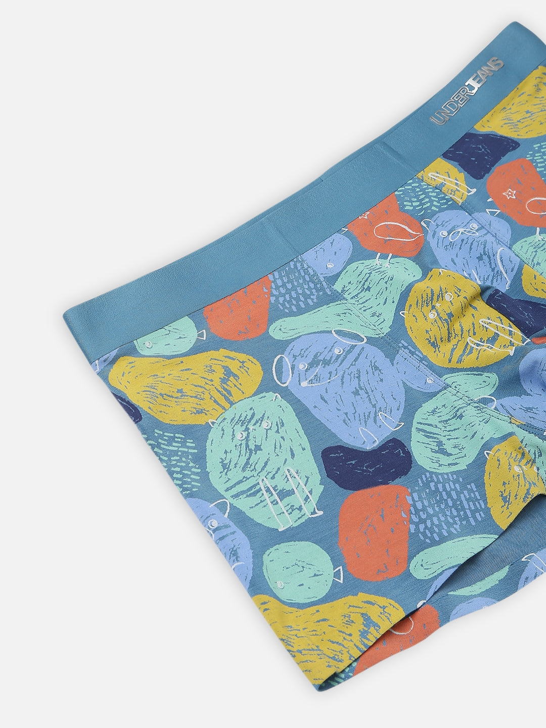 Underjeans by Spykar Men Super Premium Printed Bonded Elastic Blue Trunk