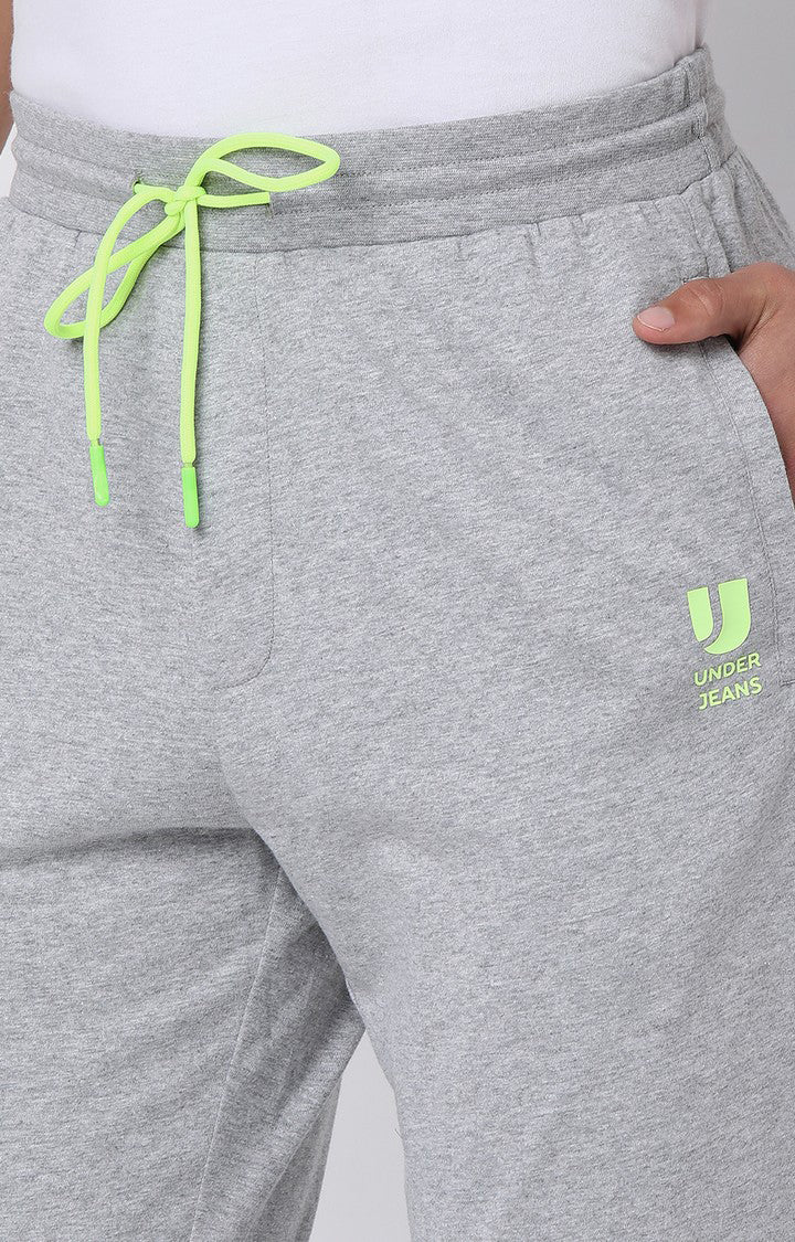 Men Premium Cotton Blend Knitted Grey Trackpant- UnderJeans by Spykar