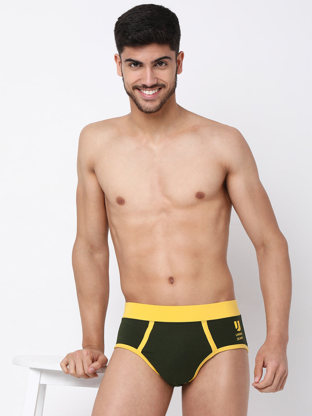Underjeans by Spykar Men Premium Cotton Blend Olive Brief