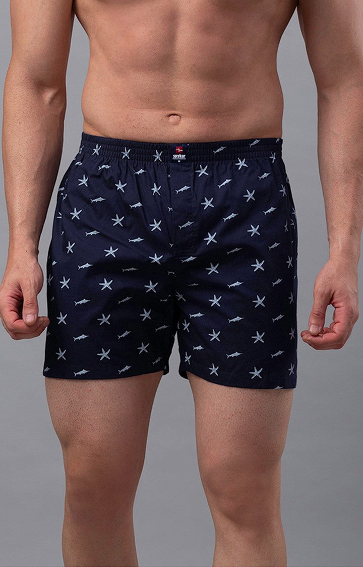 Blue Cotton Boxer for Men Premium - (Pack of 2)- UnderJeans by Spykar