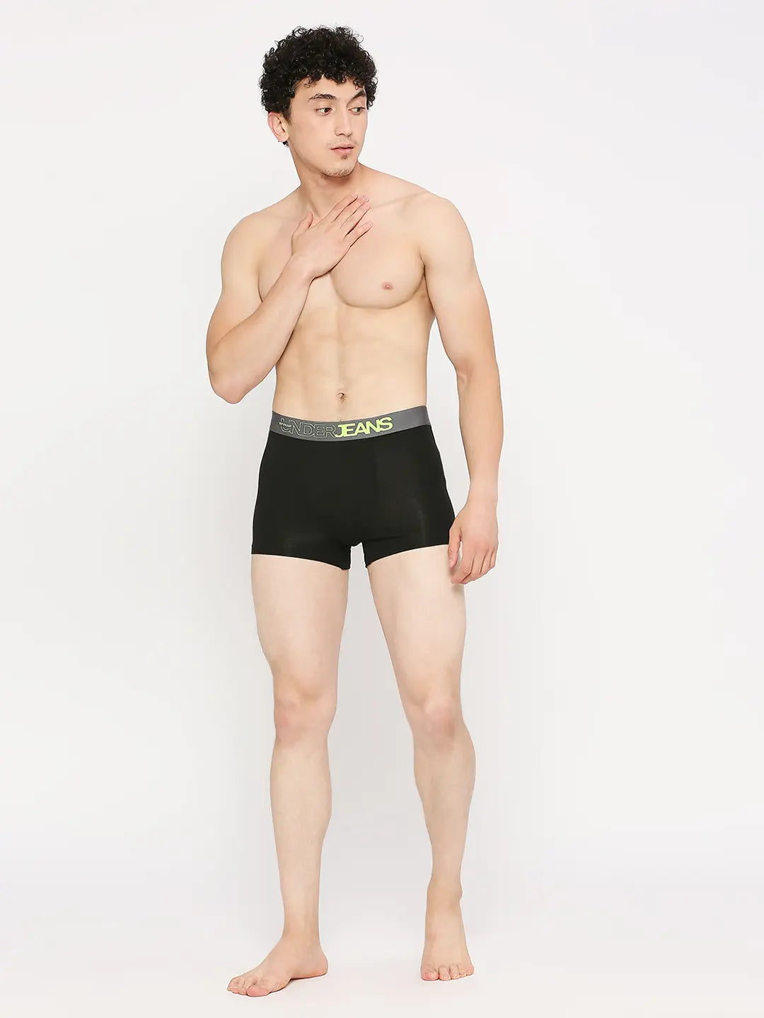 Underjeans by Spykar Men Premium Yellow & Black Cotton Blend Trunk - Pack Of 2