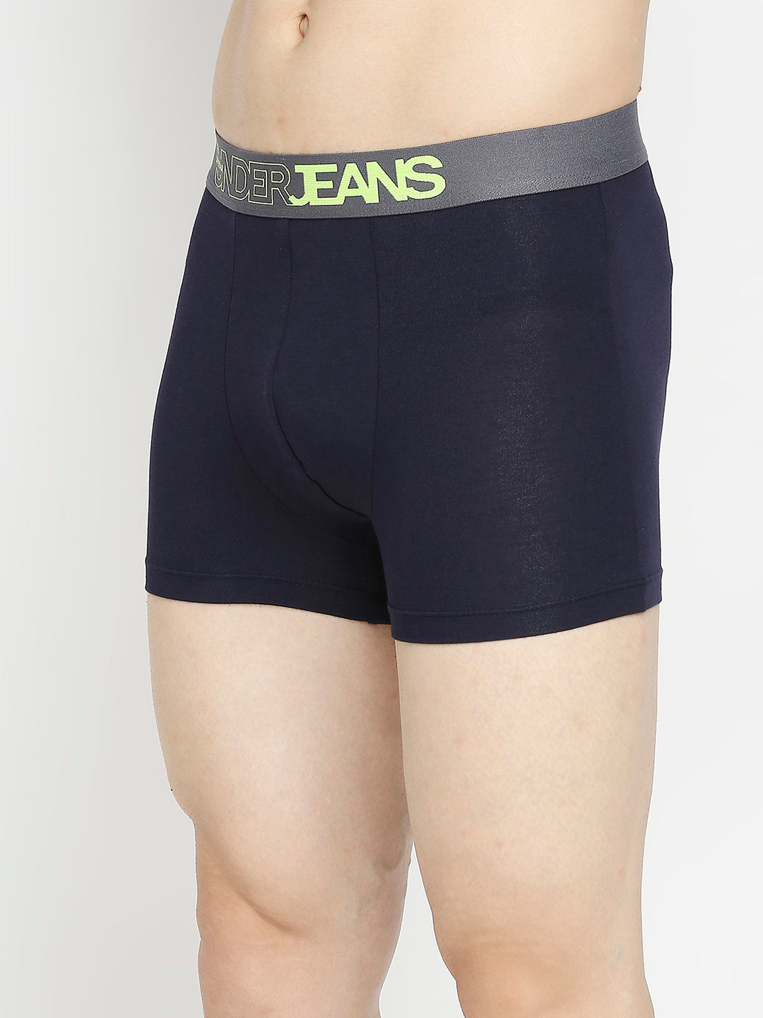 Men Premium Yellow & Navy Blue Cotton Blend Trunk - Pack Of 2- UnderJeans by Spykar