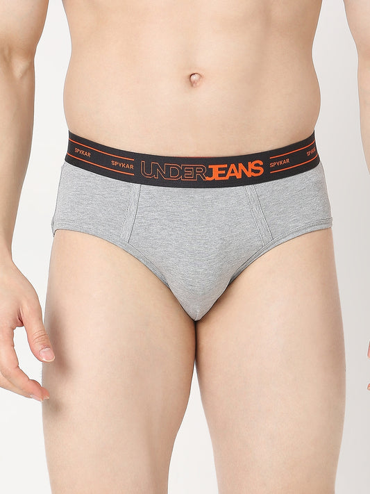 Underjeans by Spykar Men Premium Grey Melange Brief