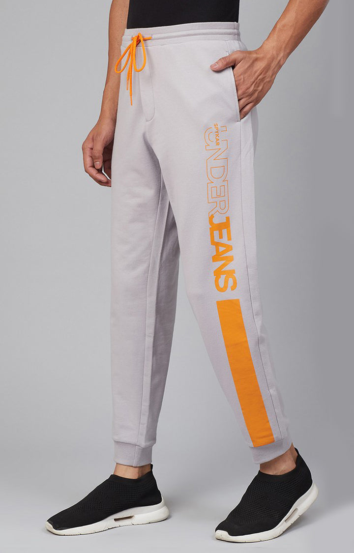 Grey Cotton Blend Solid Trackpants- UnderJeans by Spykar