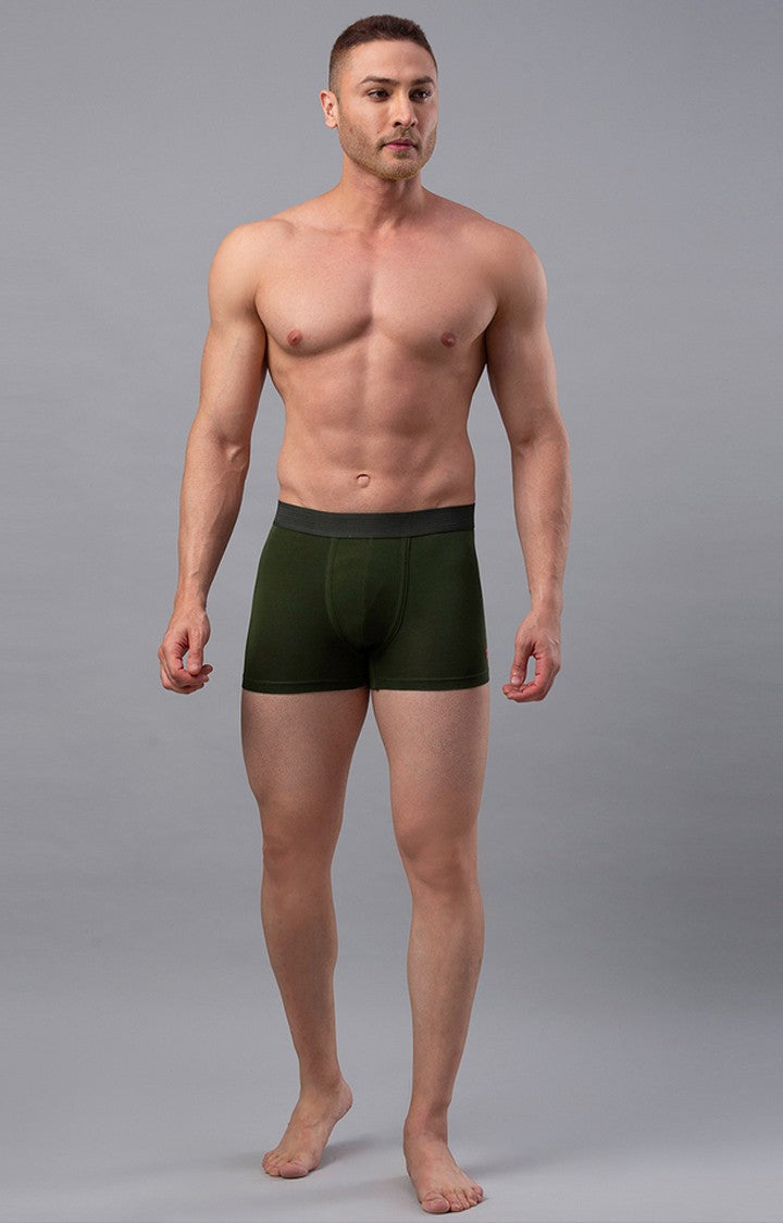 Olive Cotton Blend Trunk for Men Premium- UnderJeans by Spykar