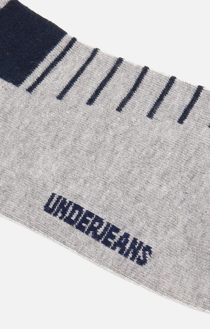 Men Premium Grey Ankle Length (Non Terry) Single Pair of Socks- UnderJeans by Spykar