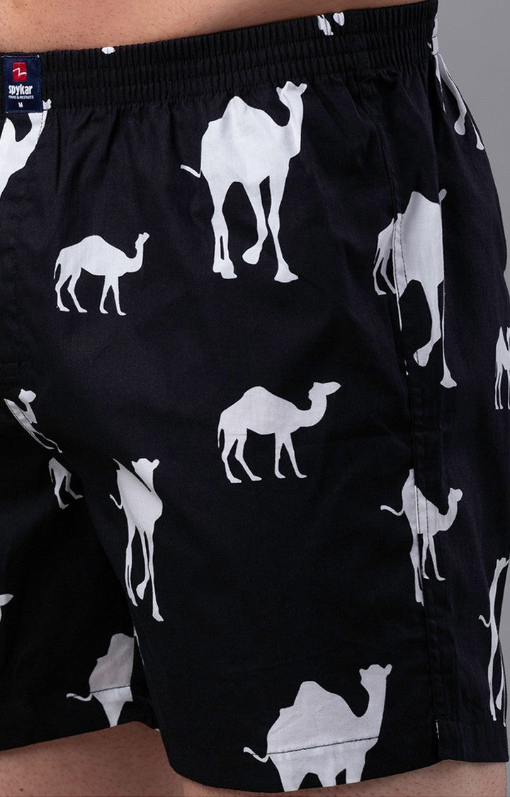 Black Cotton Boxer for Men Premium - (Pack of 2)- UnderJeans by Spykar