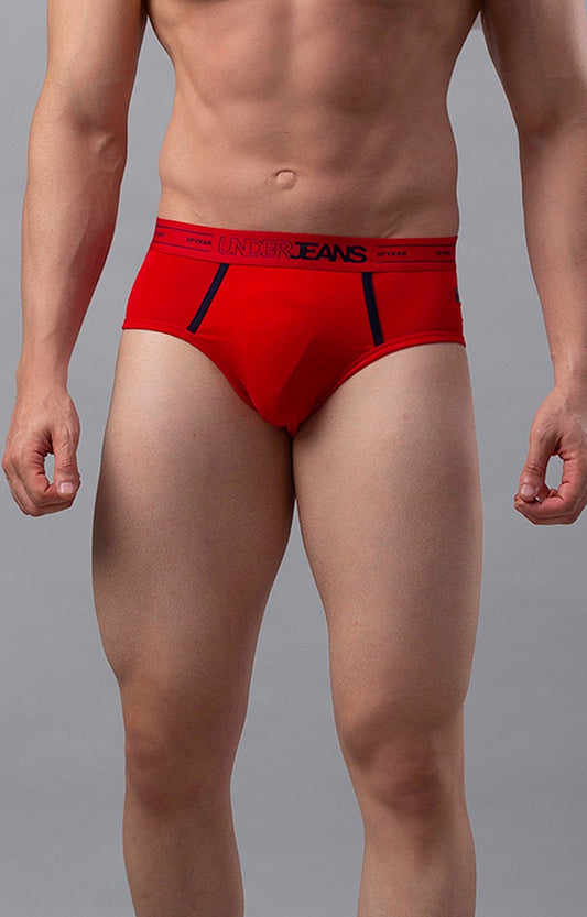 Underjeans by Spykar Men Premium Cotton Blend Red Brief