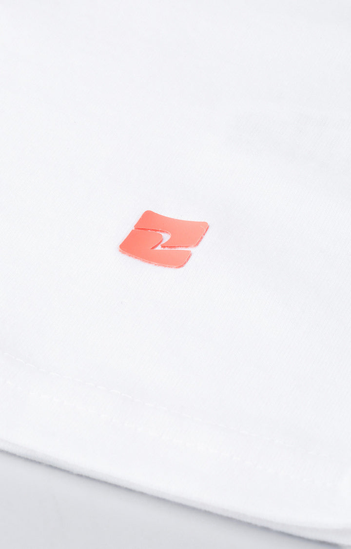 White Cotton Printed Round Neck T-Shirts- UnderJeans by Spykar