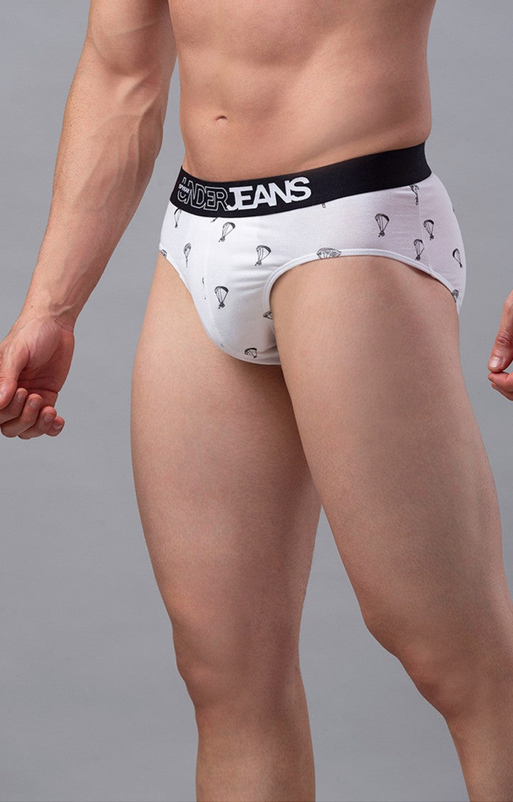 White Cotton Brief for Men Premium - (Pack of 2)- UnderJeans by Spykar